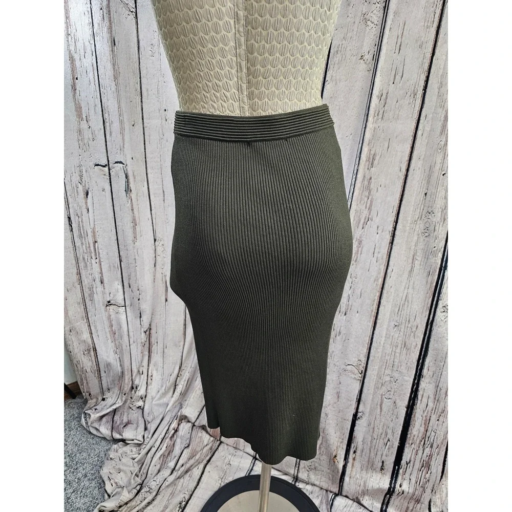 Michael Kors Womens Green Ribbed Knit Midi Pencil Skirt Size Small‎ Olive Drab